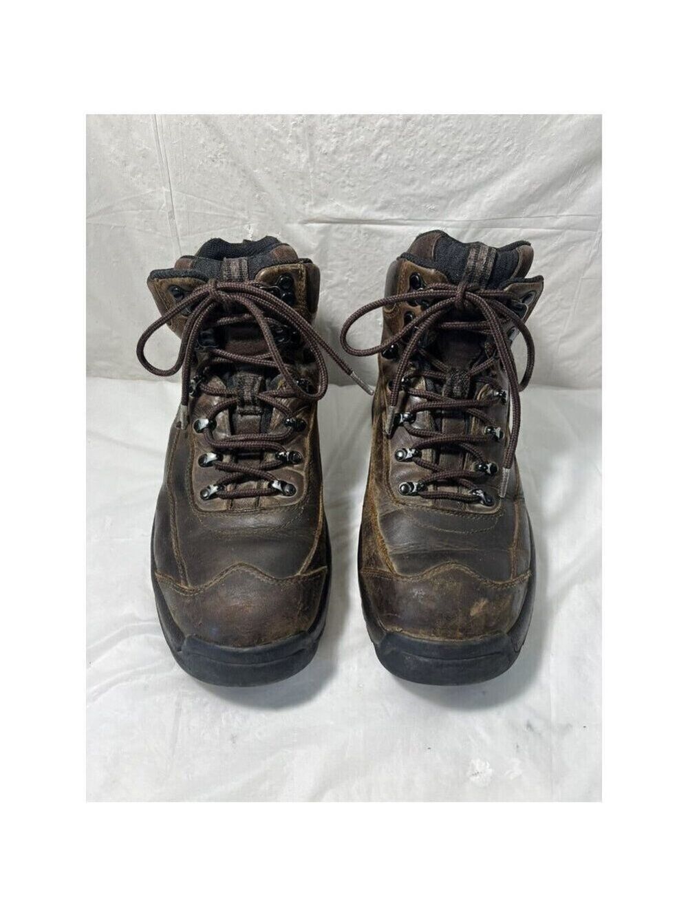 Vintage Bass Blaze Gator Groove Brown Leather Hiking Boots Mens Size 10.5 M